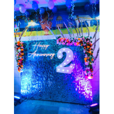 Anniversary LED Sequined Backdrop with Neon Sign
