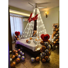 Romantic Love Cabana Room Decoration with Balloons & Lights