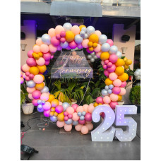 Pastel 25th Anniversary Balloon Arch Kit with LED Numbers