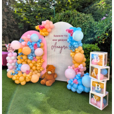 Pastel Baby Shower Balloon Decoration Setup in Jaipur