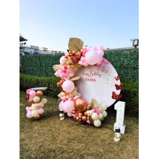 Customized Name Round Ring Balloon Birthday Decoration with Cake Table – Jaipur