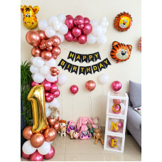 Rose Gold First Birthday Balloon Decoration Jaipur