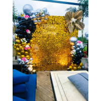 Gold & Black Shimmer Wall Birthday Balloon Decoration