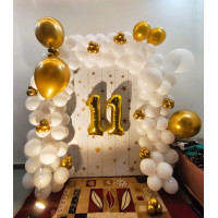 Elegant Gold & White Starry Theme 11th Birthday Decoration