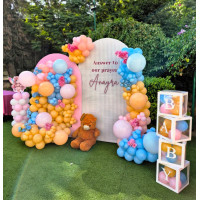 Pastel Baby Shower Balloon Decoration Setup in Jaipur