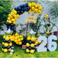 Golden & Black 26th Birthday Balloon Ring Decor