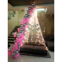 Pink White & Silver Cabana Birthday Decoration 